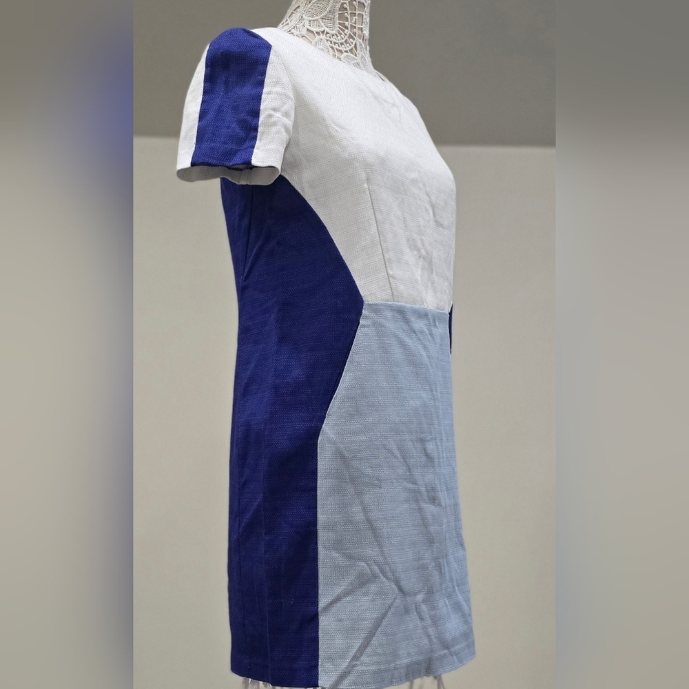 Boden "Pippa" Color Block Blue & White Shift Dress Sz 8R